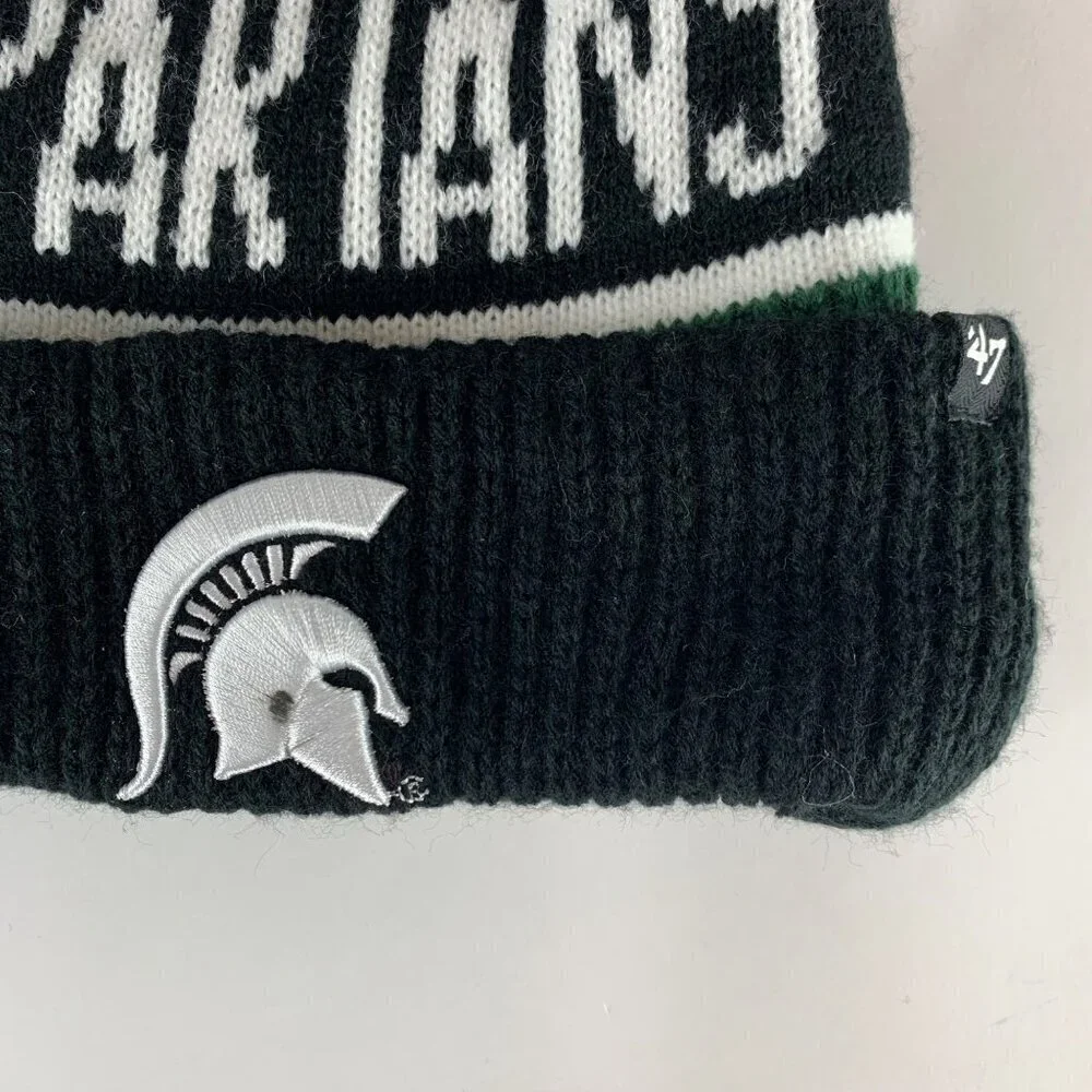 Michigan State Spartans NCAA Green Black 47 Brand Knit Pom Beanie